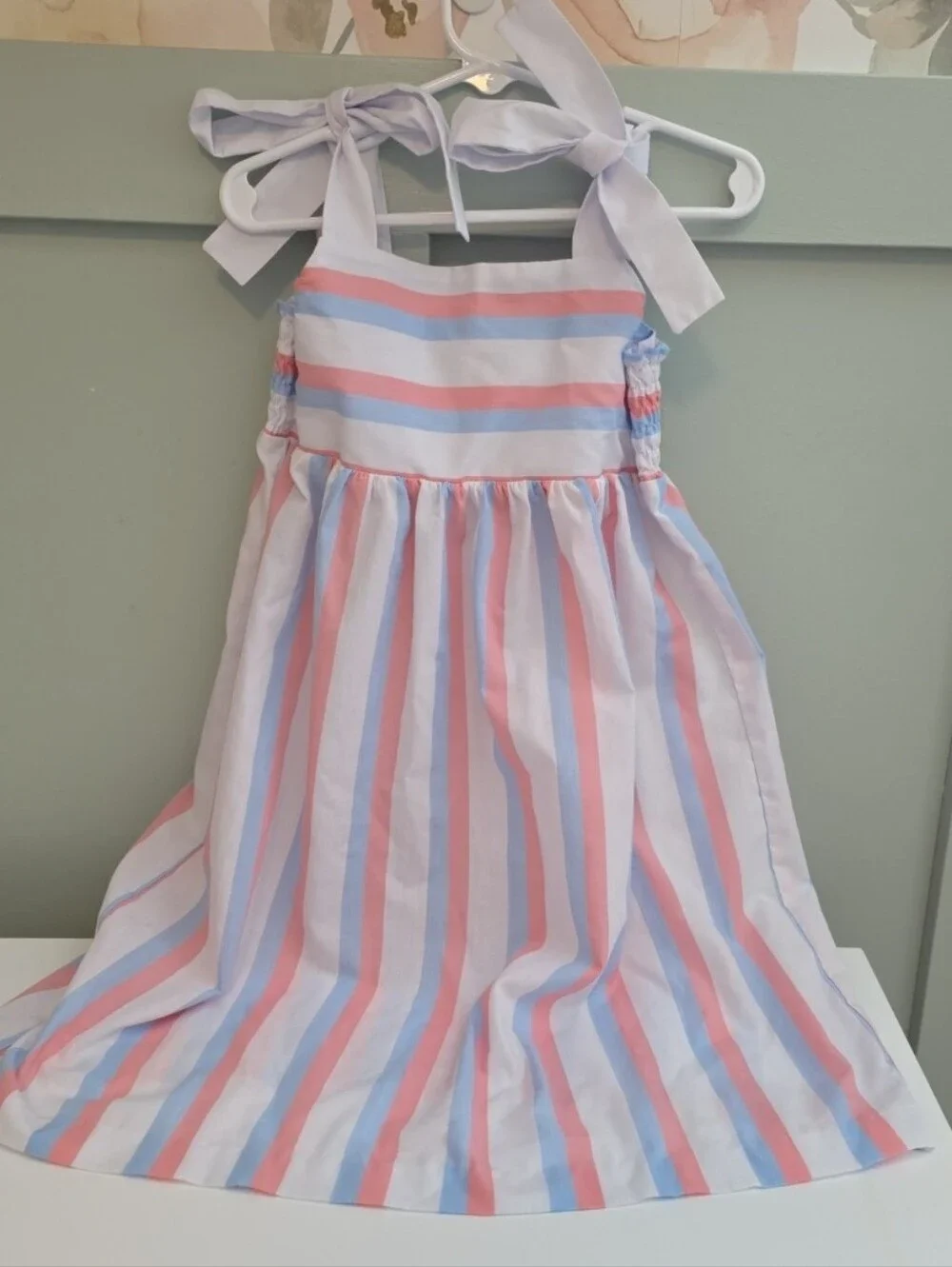 The Beaufort Bonnet Company 4t Striped Tie-Shoulder Sundress Pastel Pink & Blue